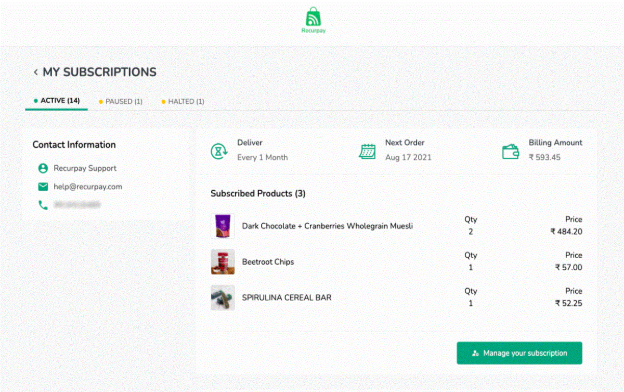 Subscription app Shopify